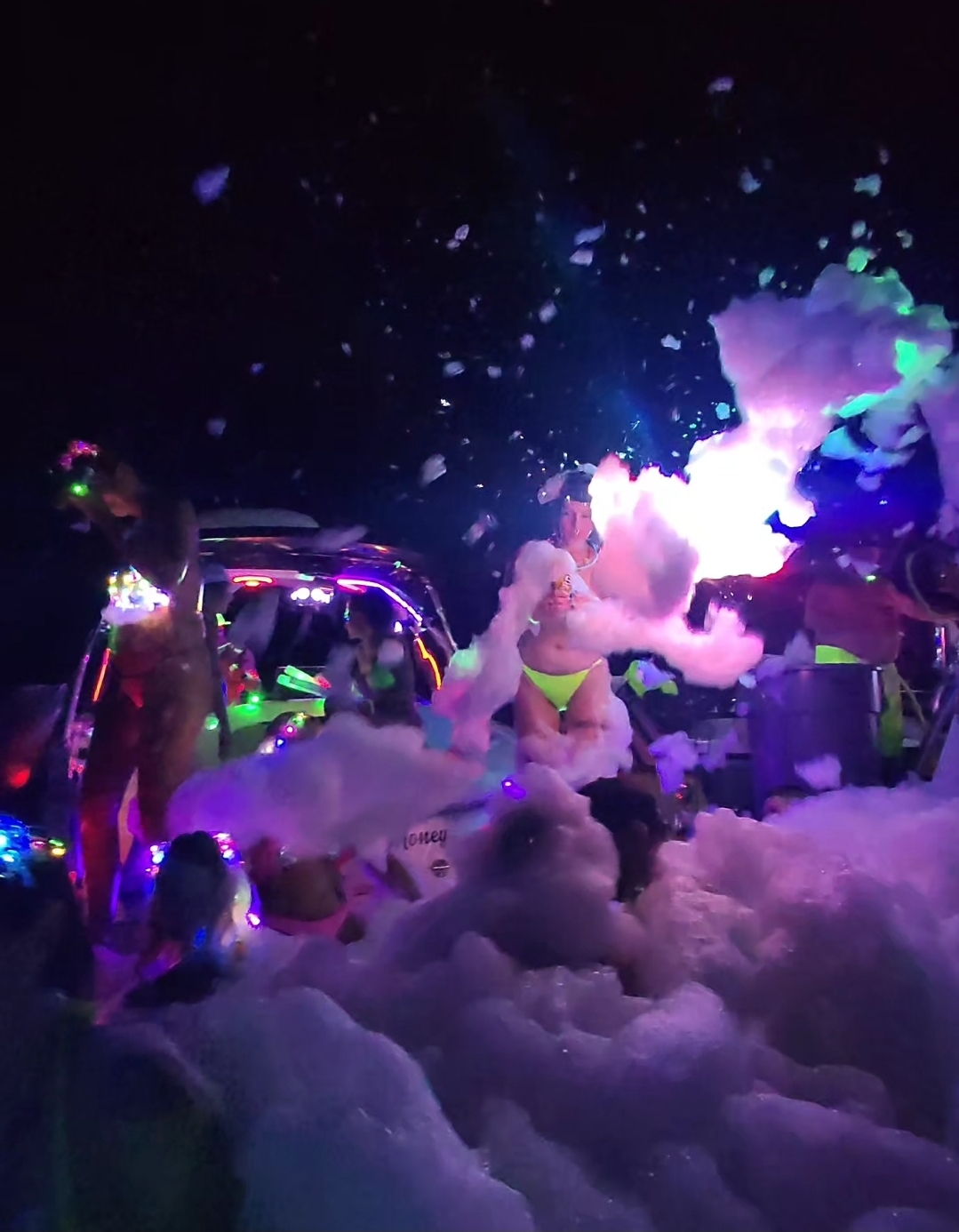 Lighting up Party Cove after dark