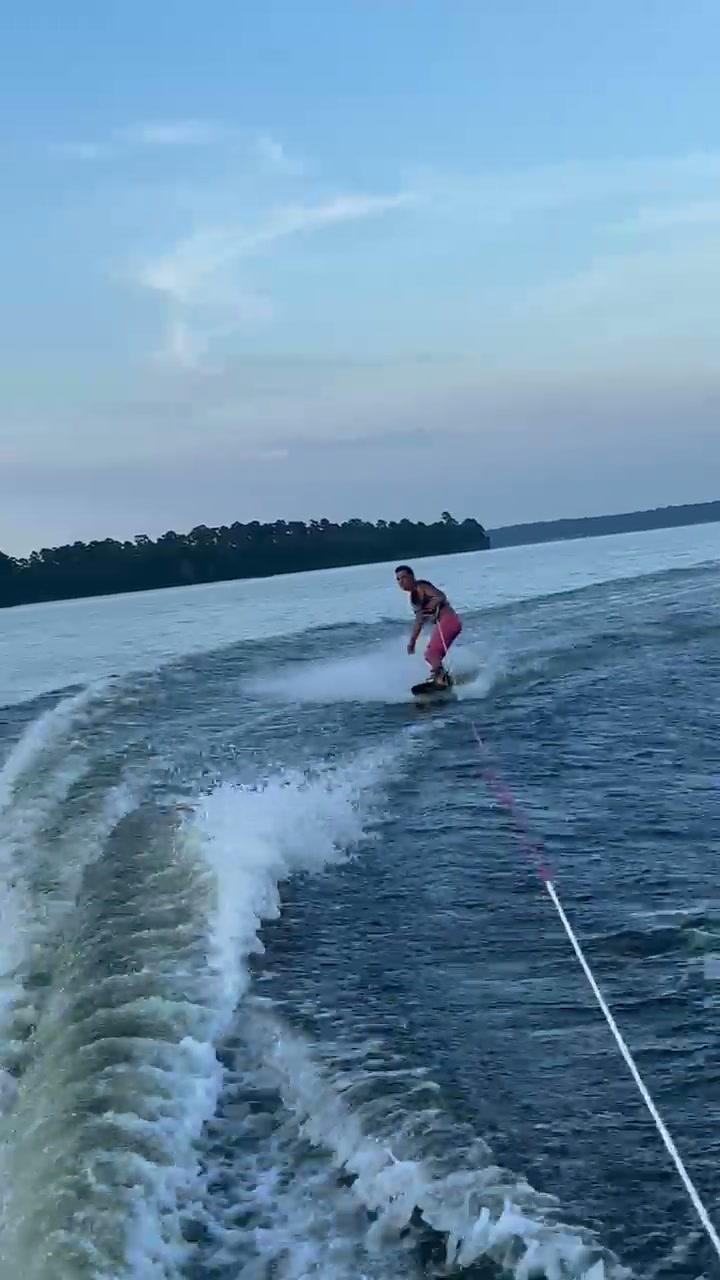 Wakeboarding into the evening